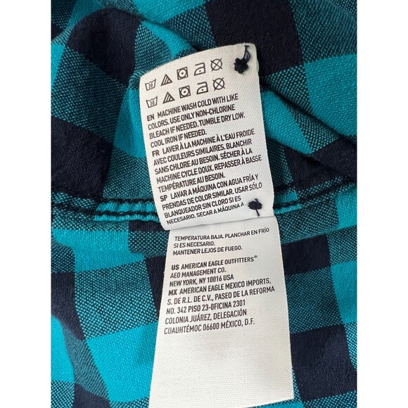 American Eagle Outfitters Men's Blue Checkered Button Down Shirt Size L *READ* - Picture 8 of 12